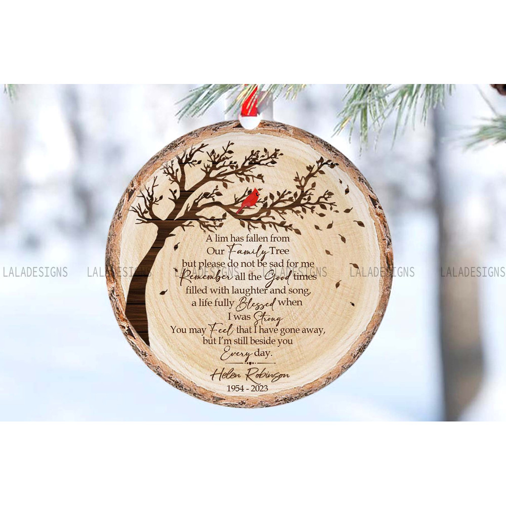 A Fallen Limb Family Tree Ornament PNG Family Memorial Ornament Sublimation Png Download Mom Grandm 2