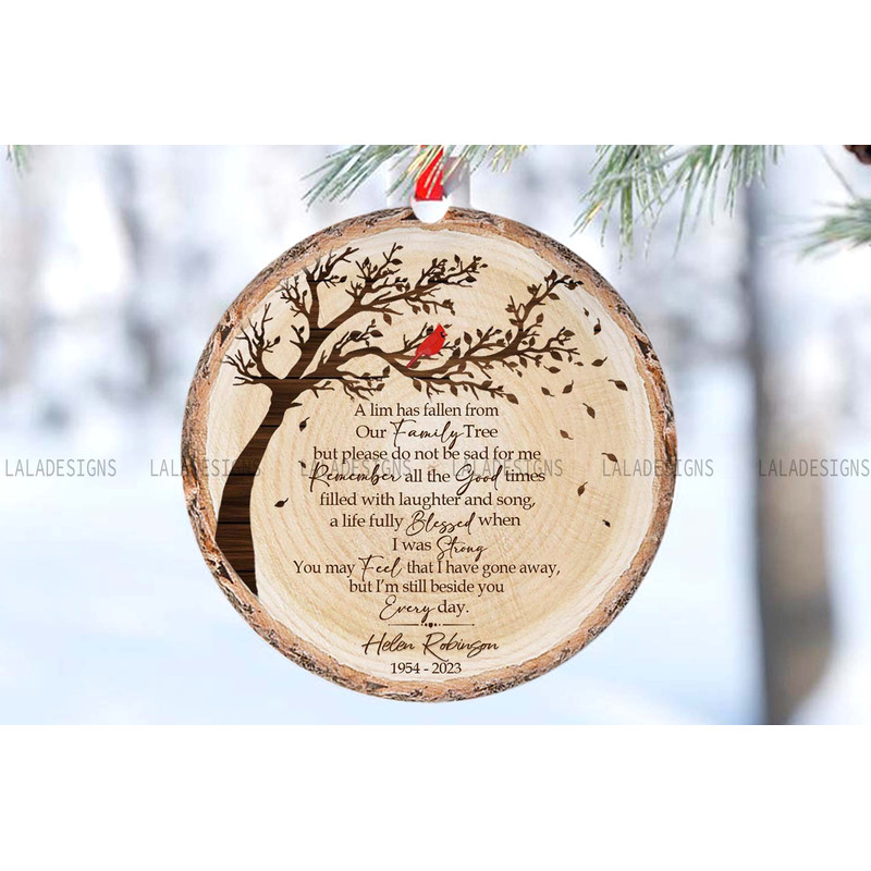A Fallen Limb Family Tree Ornament PNG Family Memorial Ornament Sublimation Png Download Mom Grandm 2