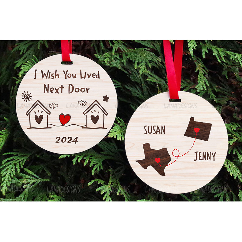Long Distance Relationship State To State Ornament PNG I Wish You Lived Next Door Two States Christ 0