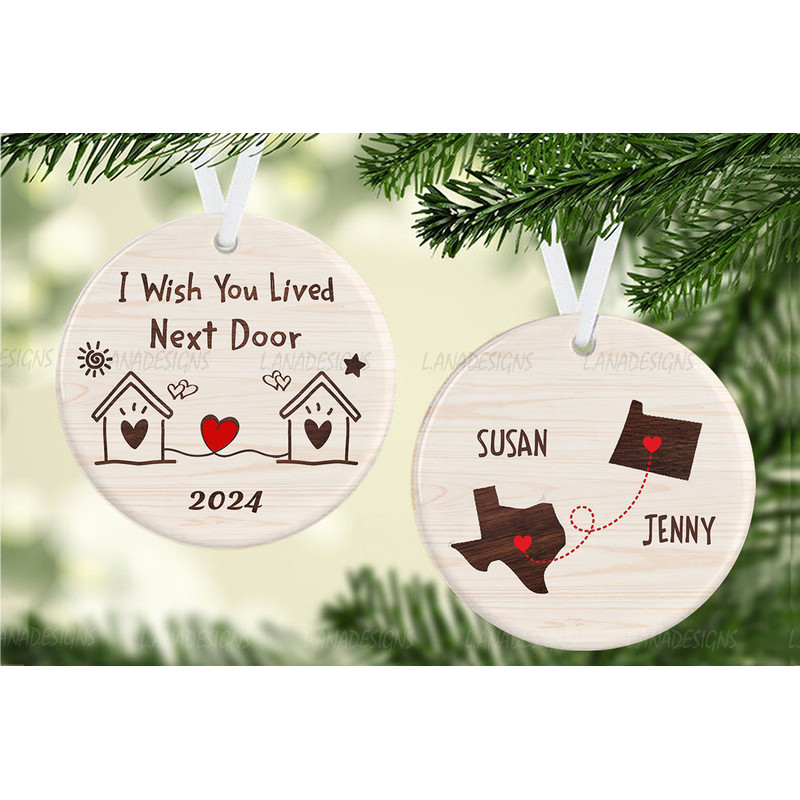 Long Distance Relationship State To State Ornament PNG I Wish You Lived Next Door Two States Christ 1