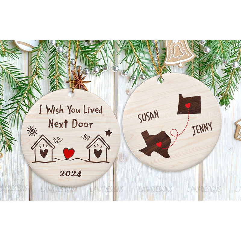 Long Distance Relationship State To State Ornament PNG I Wish You Lived Next Door Two States Christ 2