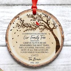 grandpa loss memorial ornament png, a fallen limb family tree christmas cardinal ornaments png, in memory ornament png