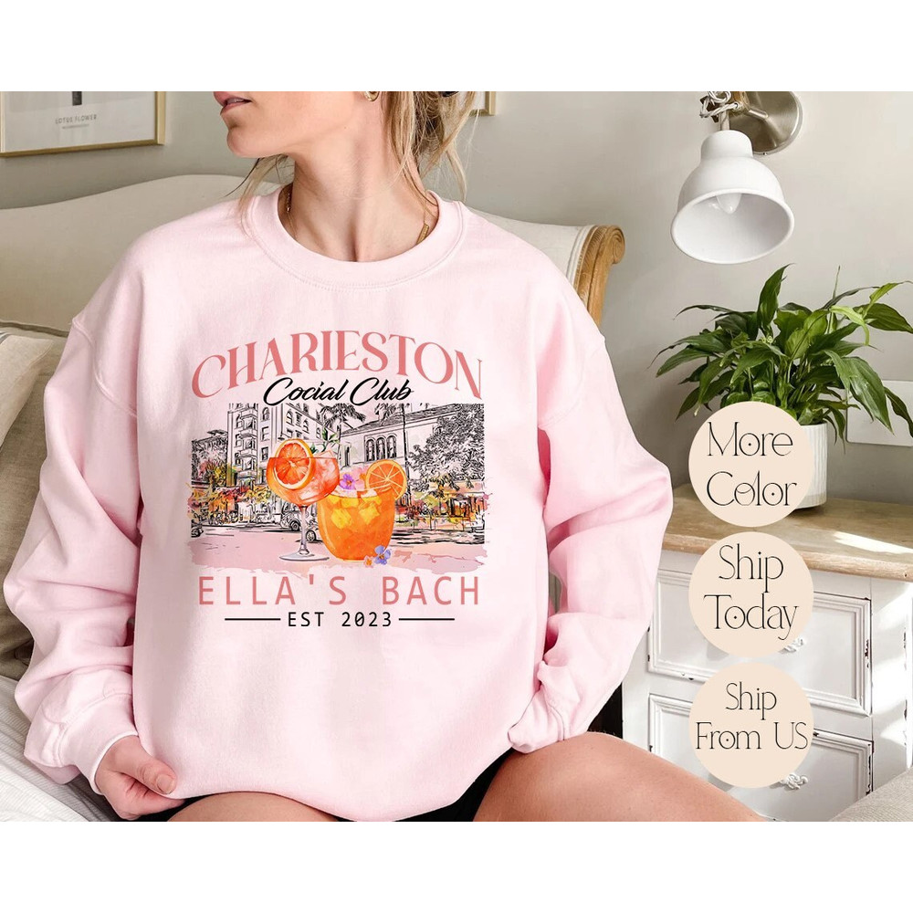 Custom Cocktail Bachelorette Sweatshirt, Bridal Party Sweatshirt, Charleston Bachelorette Weekend Sweatshirt, Cocktail Lounge Bachelorette.jpg