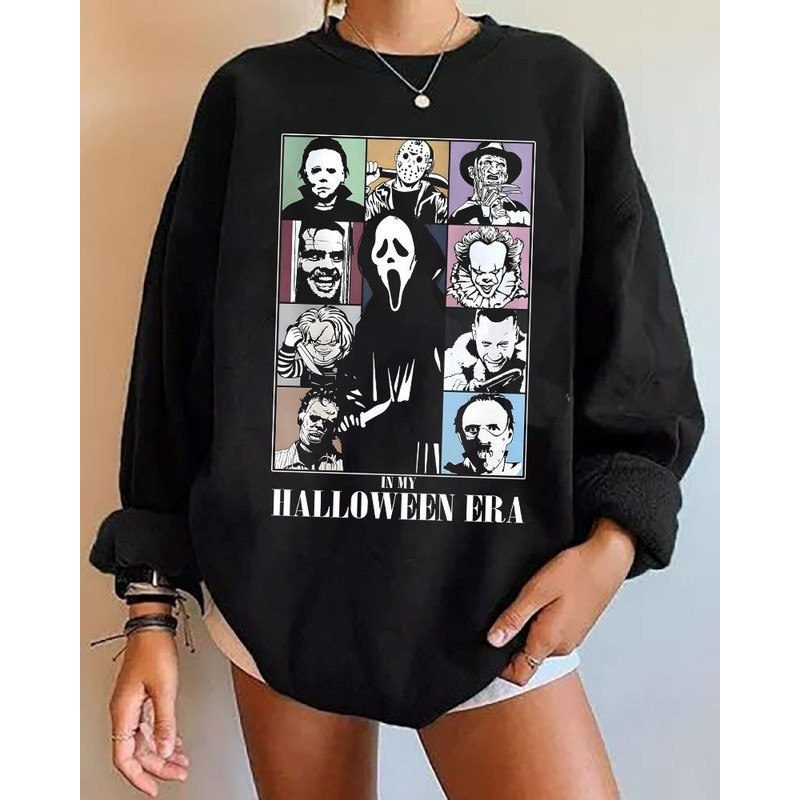 Halloween Horror Movie Sweatshirt, Scary Characters Sweatshirt, In My Horror Era, Eras Tour Sweatshirt, Halloween Party Sweatshirt.jpg