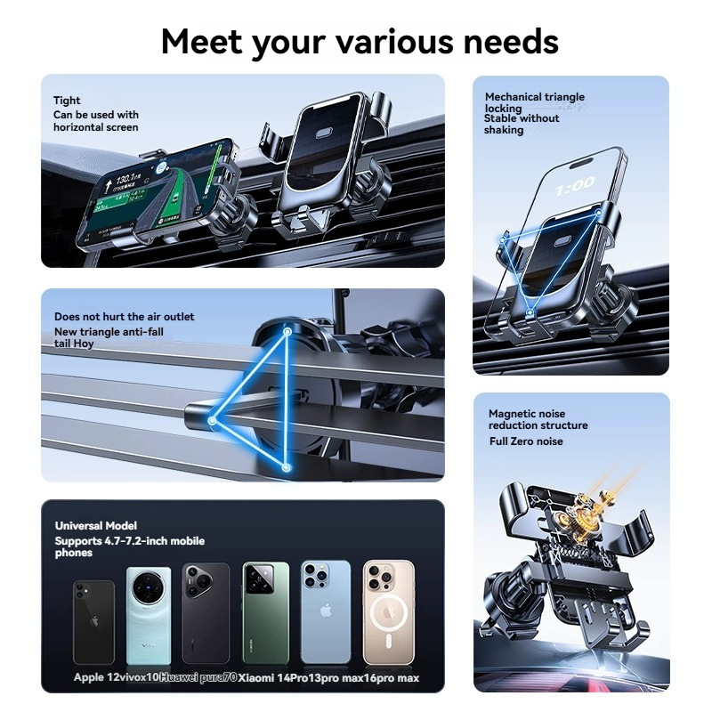 Universal Smartphone Holder, Air Vent Suction Hook Mount, Car Navigation Bracket for Phones