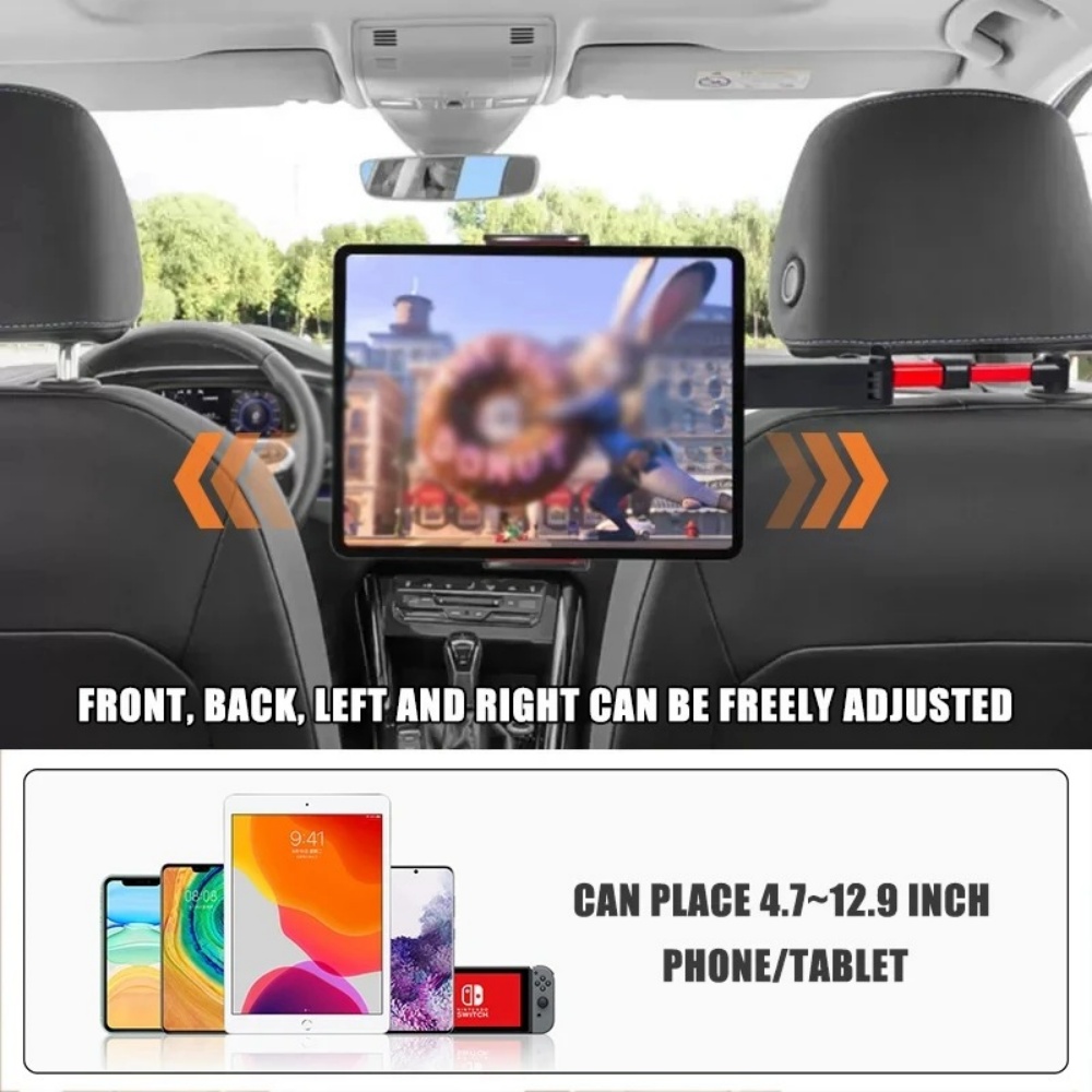 Rotating Seat Headrest Bracket Telescopic Car Rear Pillow Phone Tablet Holder For Kids Travel 3