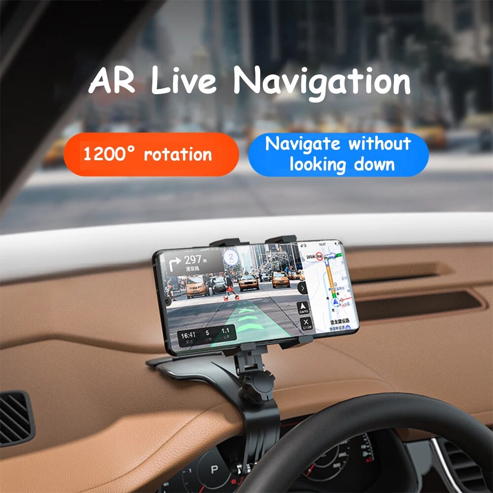 360 Degree Car Phone Mount, Dashboard Phone Holder, Universal Smartphone Holder with Number Plate