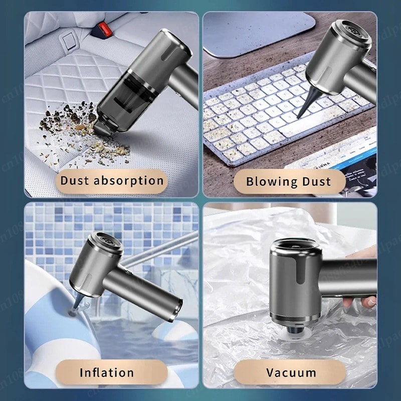 Portable Wireless Vacuum Cleaner PA Blow Suck Pump Super Powerful Car Vacuum Charge 5