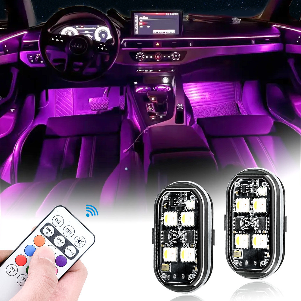 Rechargeable LED Strobe Lights Car Atmosphere Light Wireless Anti Collision LED Warning Lights 8 Co 0