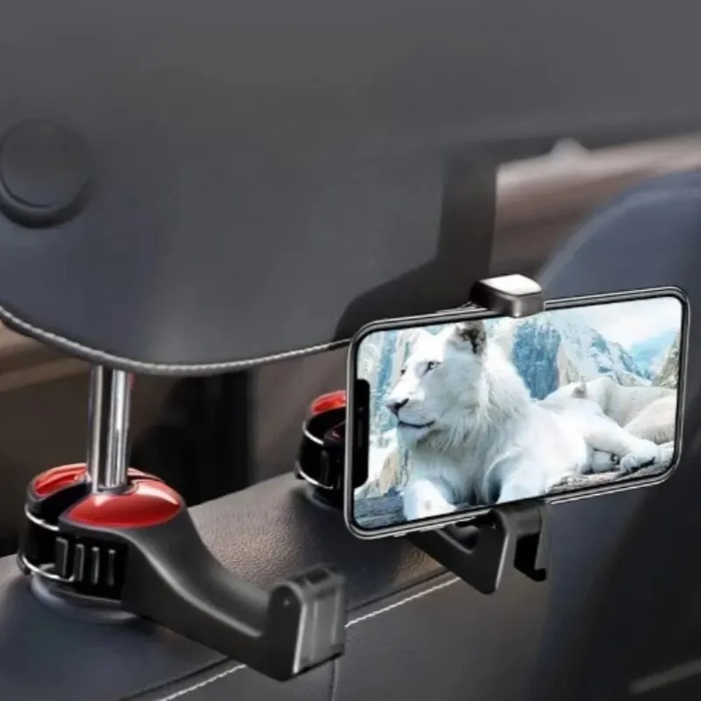 Car Headrest Phone Holder Hidden Rear Seat Lock Hook Multi Functional Mobile Holder For Vehicle 1