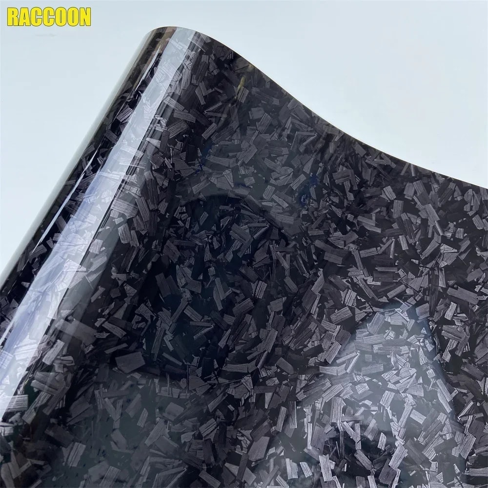 Forged Carbon Fiber Glossy Black Vinyl Wrap, Car and Bike Styling Film, Universal Wrap Sticker