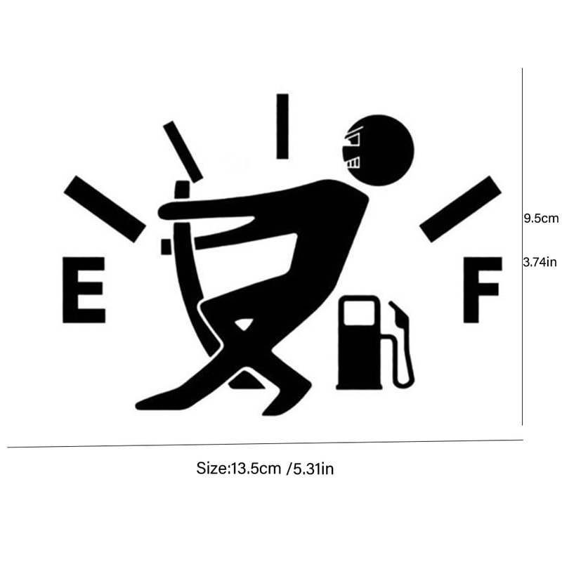 Reflective Vinyl Sticker, Funny Car Fuel Gauge Pointer, Empty Fuel Tank High Gas Decal for Auto Exterior