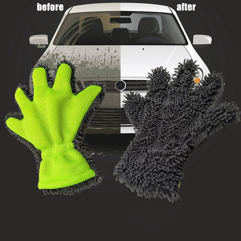 Soft 5 Finger Car Wash Gloves, Cleaning Brush for Car and Motorbike, Quick Dry Towels, Car Styling Kit