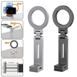 universal magnetic phone holder, portable flexible rotation bracket, adjustable mount for airplane, travel, and desk