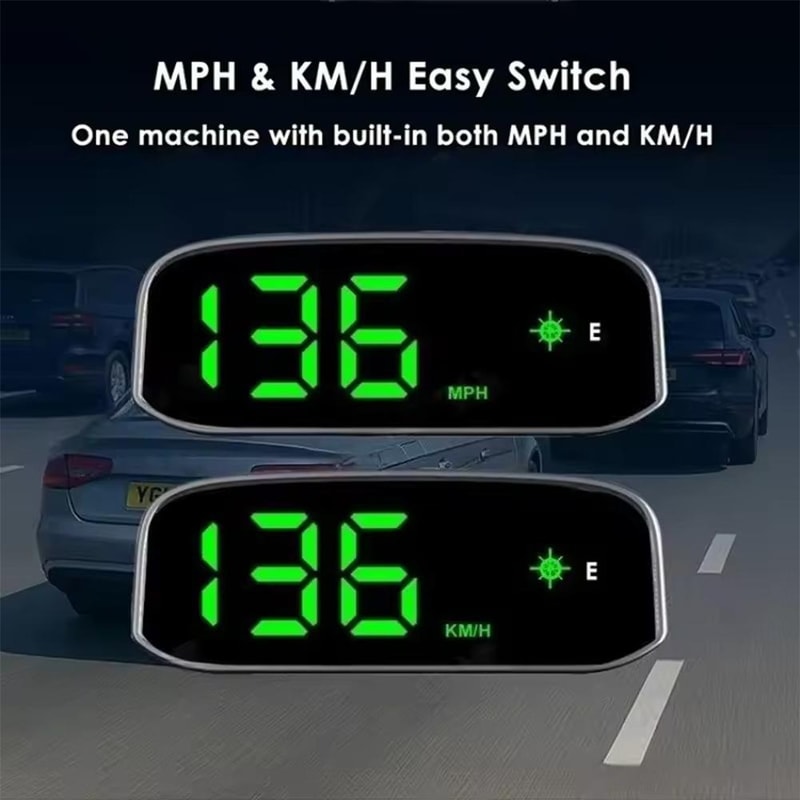 Universal Solar Car Speedometer, Real Time GPS Display, Digital HUD Car Accessory, Smart Solar Powered Display
