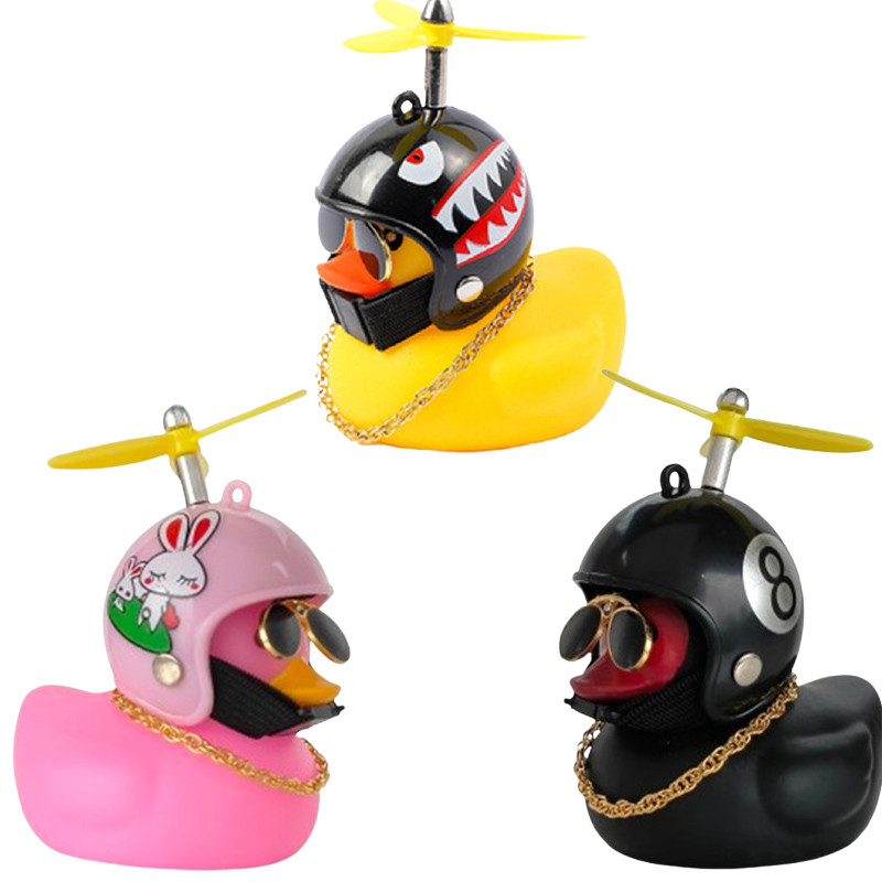 Small Yellow Duck Car Broken Wind Helmet Cute Car Decoration Wind Breaking Cycling Decor 1