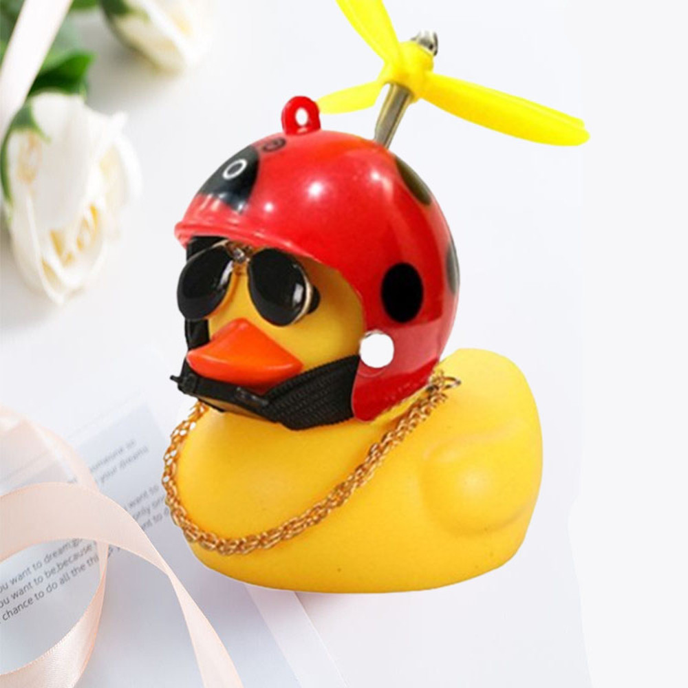 Small Yellow Duck Car Broken Wind Helmet Cute Car Decoration Wind Breaking Cycling Decor 6