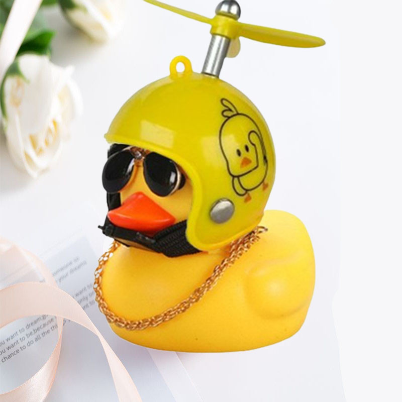 Small Yellow Duck Car Broken Wind Helmet Cute Car Decoration Wind Breaking Cycling Decor 11