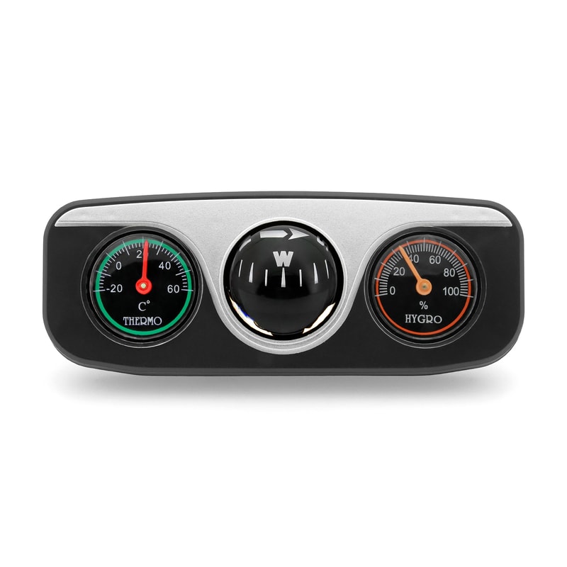Car Compass, Thermometer Hygrometer, Ornaments Decoration for Auto Boat Vehicles Interior