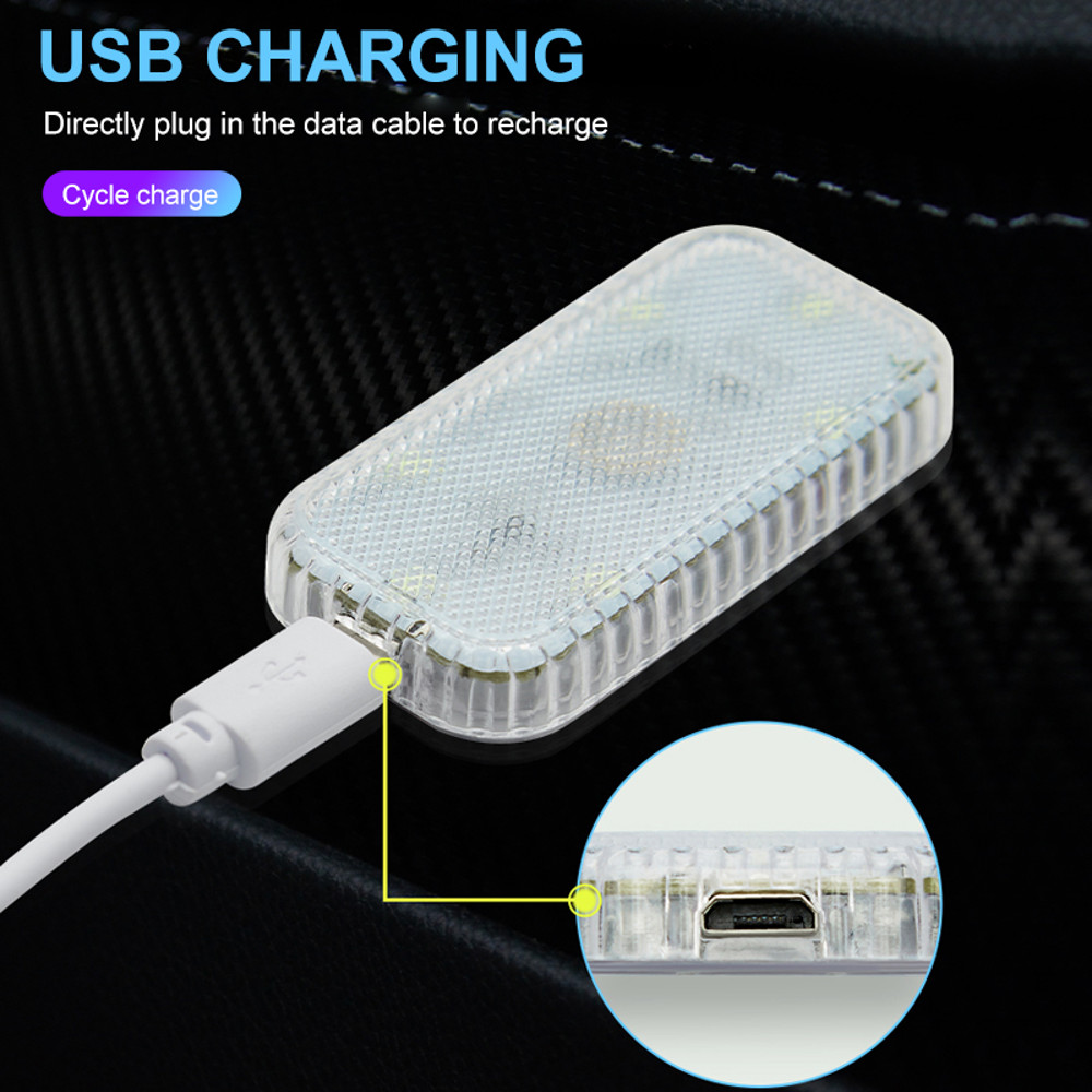 Wireless LED Touch Light, USB Car Interior Lamp, Mini Ceiling and Door Lighting for Trunk and Storage Box
