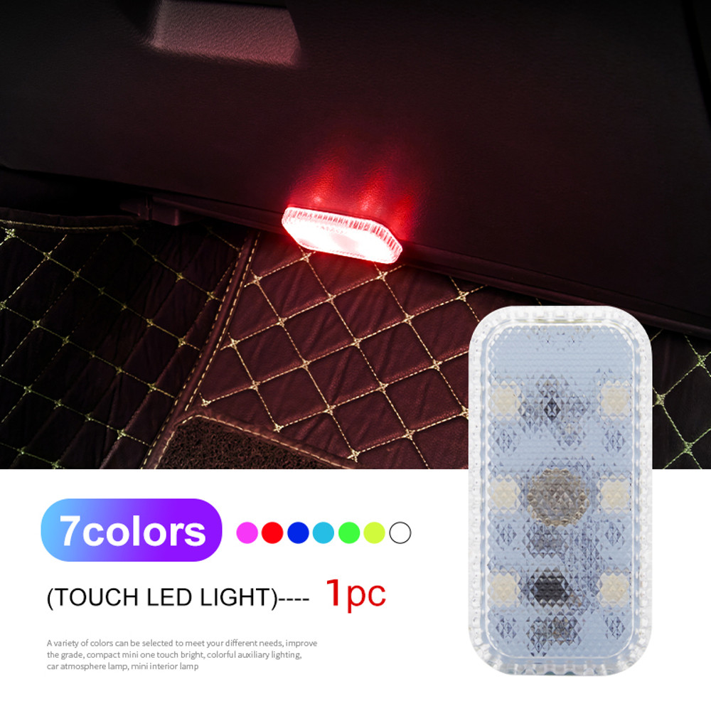 Wireless LED Touch Light, USB Car Interior Lamp, Mini Ceiling and Door Lighting for Trunk and Storage Box