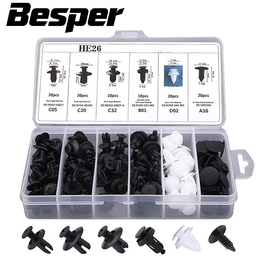 Car Body Push Retainer Kit Auto Fastener Clips Mixed Bumper Rivet Set Door Trim Panel Car Clips Box 0