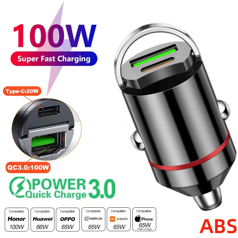 PD Mini Car Charger Dual Port Fast Charging USB Type C Car Adapter 3