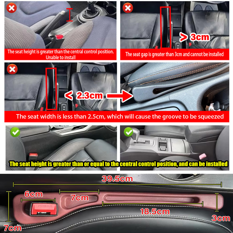 Universal Car Seat Gap Filler, Leak Proof Side Plug Strip, Car Interior Accessory for Phone and Wallet