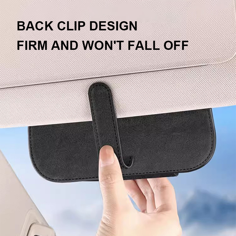 Auto Sun Visor Suede Glasses Holder Car Glasses Case Universal Sunglasses Clip Card And Ticket Hold 3
