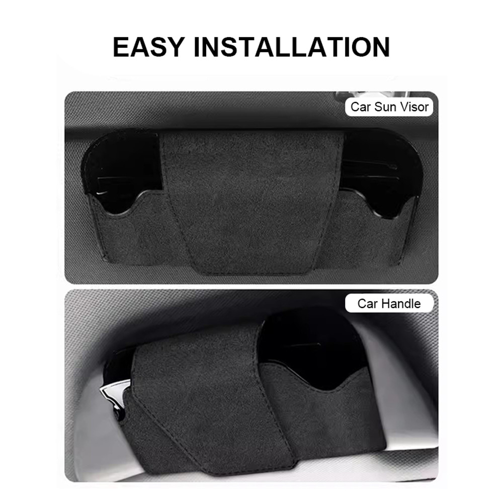 Auto Sun Visor Suede Glasses Holder Car Glasses Case Universal Sunglasses Clip Card And Ticket Hold 4