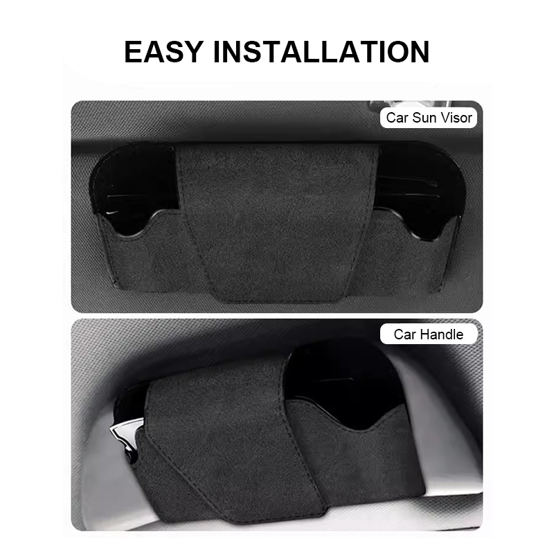Auto Sun Visor Suede Glasses Holder Car Glasses Case Universal Sunglasses Clip Card And Ticket Hold 4