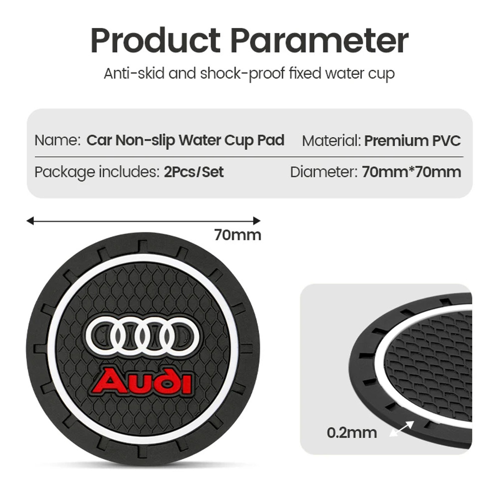 Silica Gel Car Coaster Waterproof Anti Slip Pad Water Cup Bottle Holder For Audi A Series And Q Ser 7