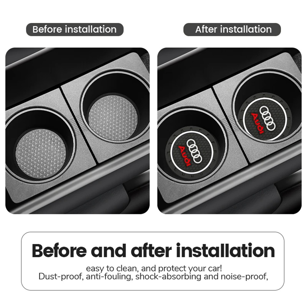 Silica Gel Car Coaster Waterproof Anti Slip Pad Water Cup Bottle Holder For Audi A Series And Q Ser 1