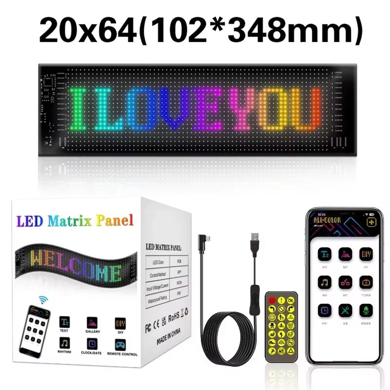 LED Matrix Pixel Panel Devil Eyes Flexible Display For Car Truck Window Demon Eye Lights APP Contro 12