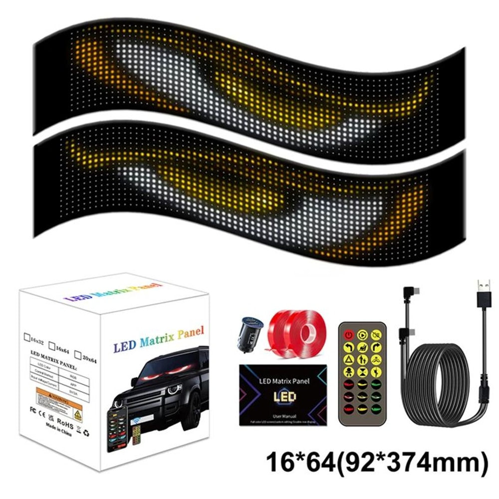 LED Matrix Pixel Panel Devil Eyes Flexible Display For Car Truck Window Demon Eye Lights APP Contro 7