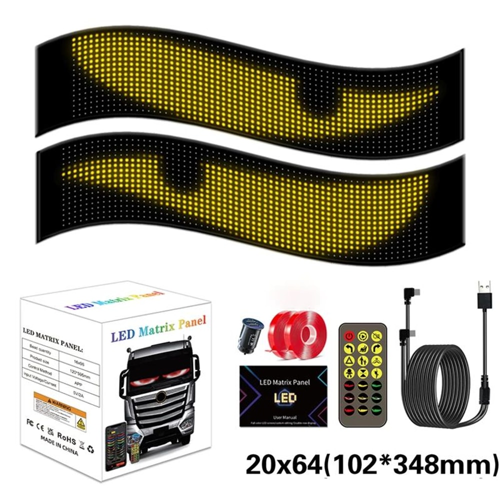 LED Matrix Pixel Panel Devil Eyes Flexible Display For Car Truck Window Demon Eye Lights APP Contro 8