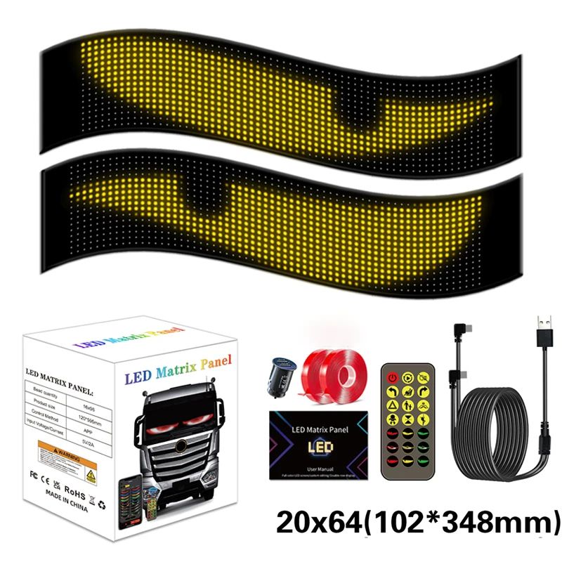 LED Matrix Pixel Panel Devil Eyes Flexible Display For Car Truck Window Demon Eye Lights APP Contro 8