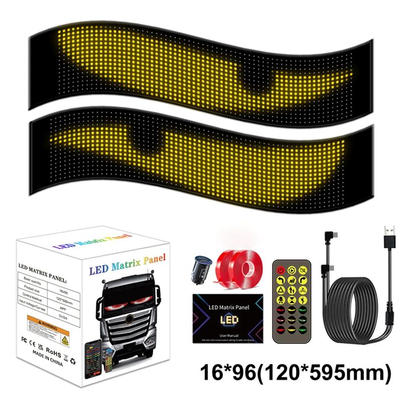 LED Matrix Pixel Panel Devil Eyes Flexible Display For Car Truck Window Demon Eye Lights APP Contro 9