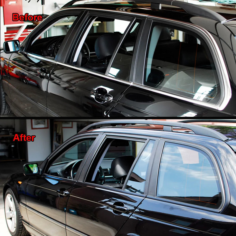 Car Chrome Delete Wrap, Black Matte Vinyl Roll, Window Trim Film for Roof Hood Pillar