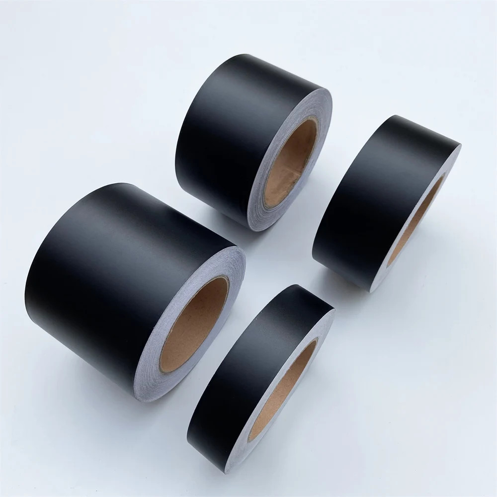 Car Chrome Delete Wrap, Black Matte Vinyl Roll, Window Trim Film for Roof Hood Pillar