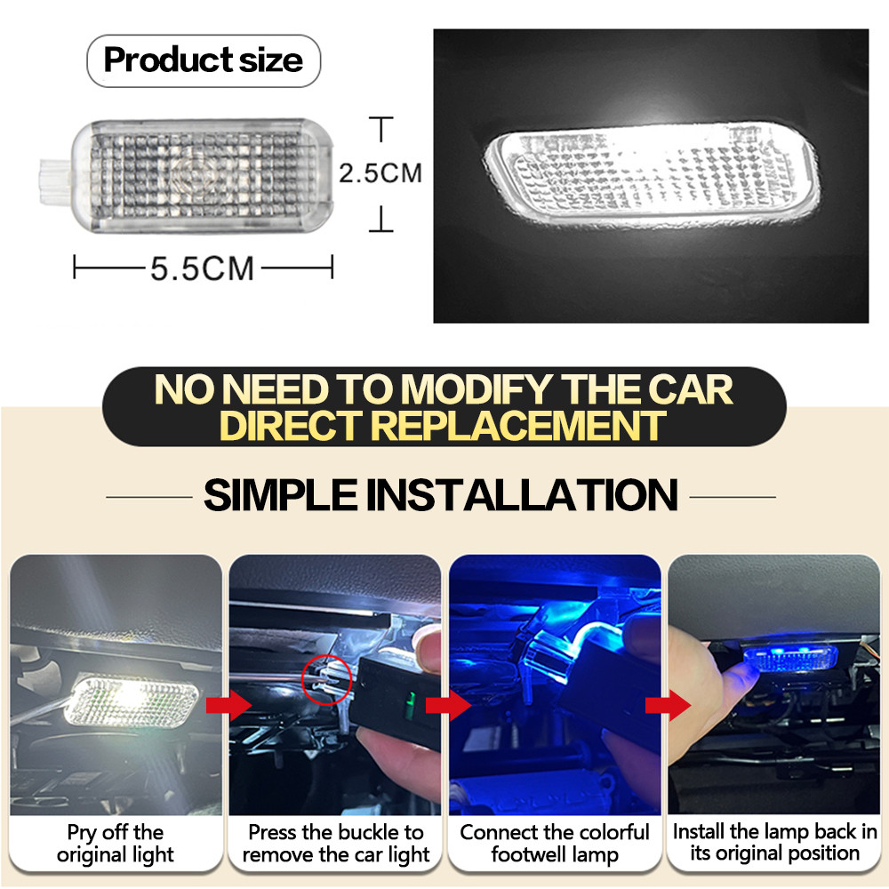 Car Footwell LED Lights Interior Atmosphere Bulbs Decorative Lamp Accessories 4
