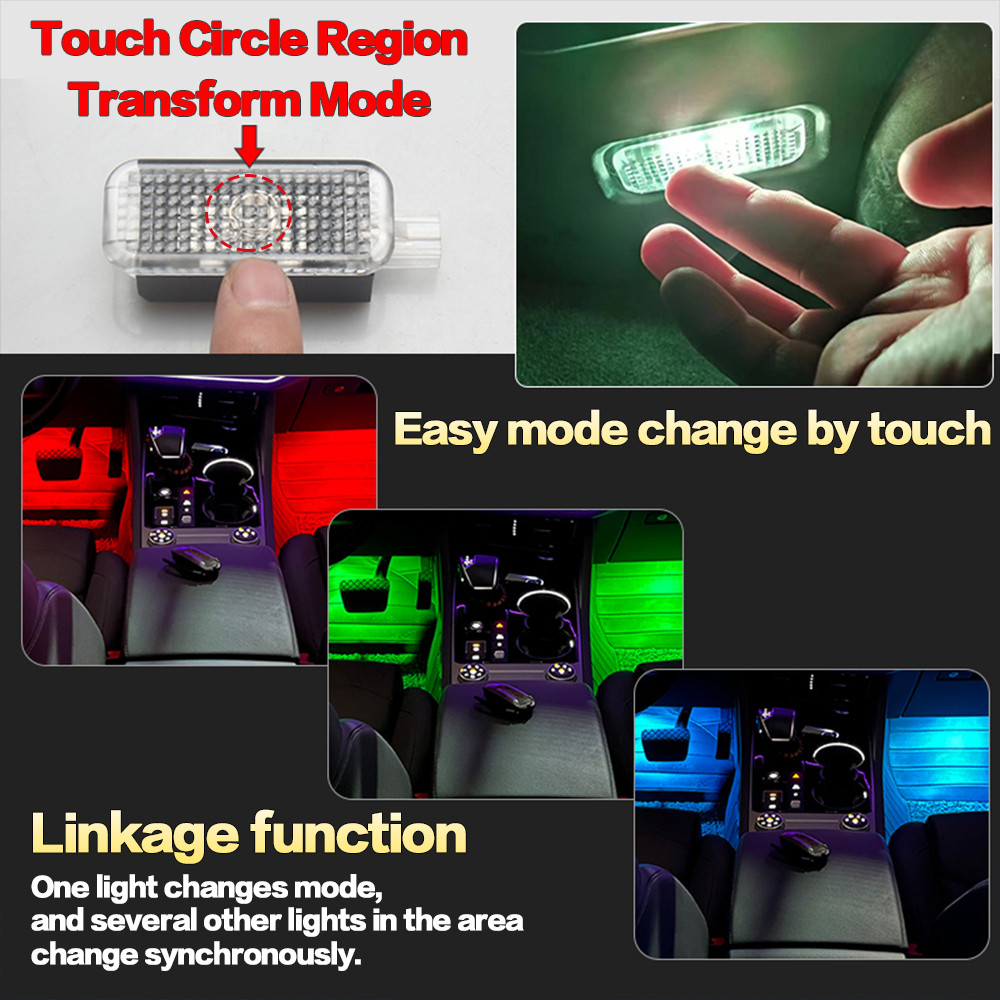 Car Footwell LED Lights Interior Atmosphere Bulbs Decorative Lamp Accessories 2