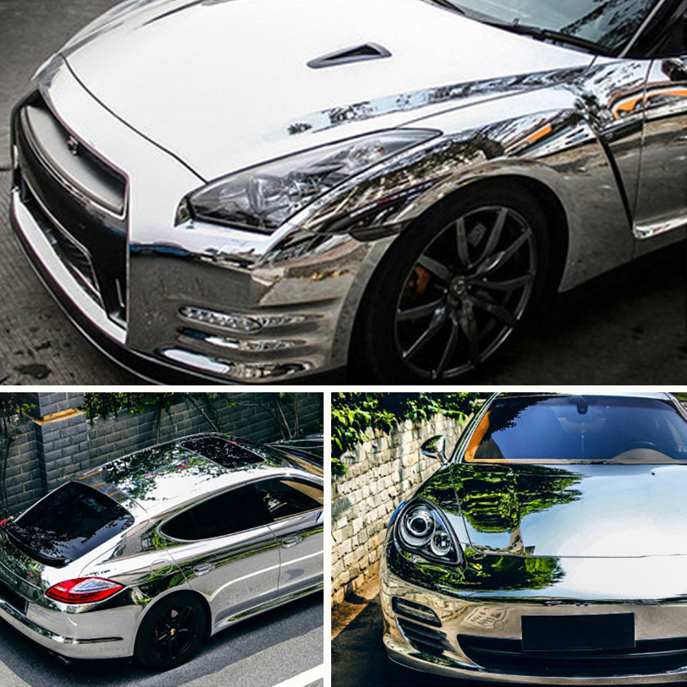 Chrome Glossy Mirror Vinyl Films Car Stickers For Vehicle Laptop Motorcycle Bicycle Cover Accessori 2