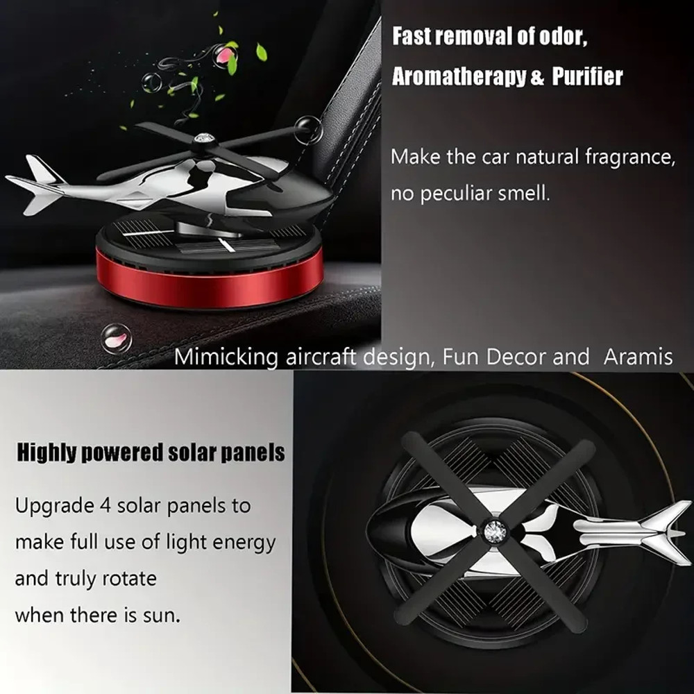 Solar Helicopter Car Air Freshener Decorative Aromatherapy Propeller Rotary Perfume Diffuser For Ca 2