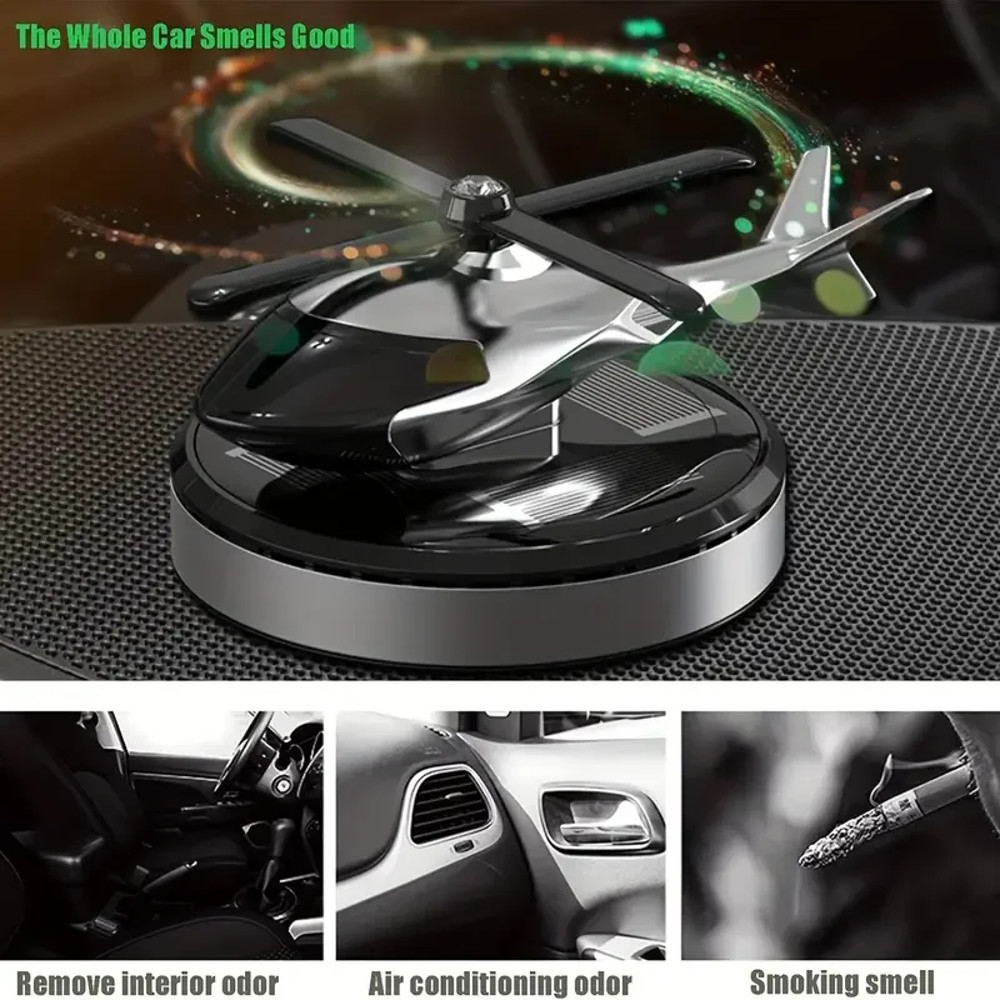 Solar Helicopter Car Air Freshener Decorative Aromatherapy Propeller Rotary Perfume Diffuser For Ca 4