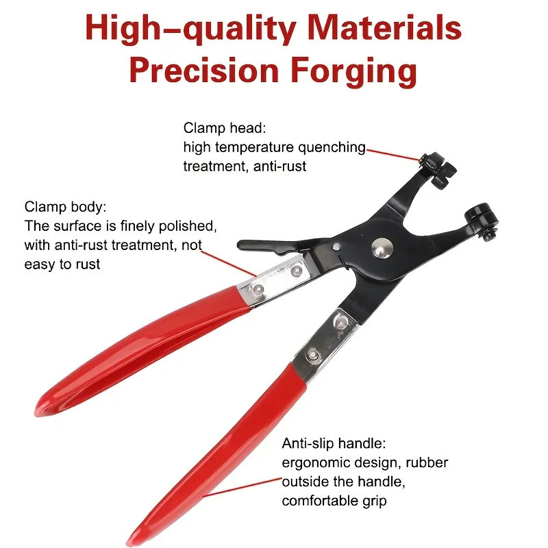 Locking Hose Clamp Puller, Car Hose Pliers Tool, Flat Band Ring Type Auto Removal, Anti Slip Handle Water Pipe Clamp