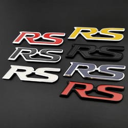 car sport rs emblem badge, 3d metal rs letters, front grille and rear trunk sticker accessories