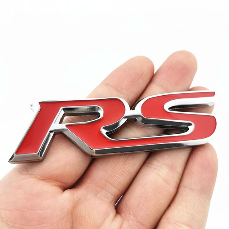Car Sport RS Emblem Badge 3D Metal RS Letters Front Grille And Rear Trunk Sticker Accessories 9