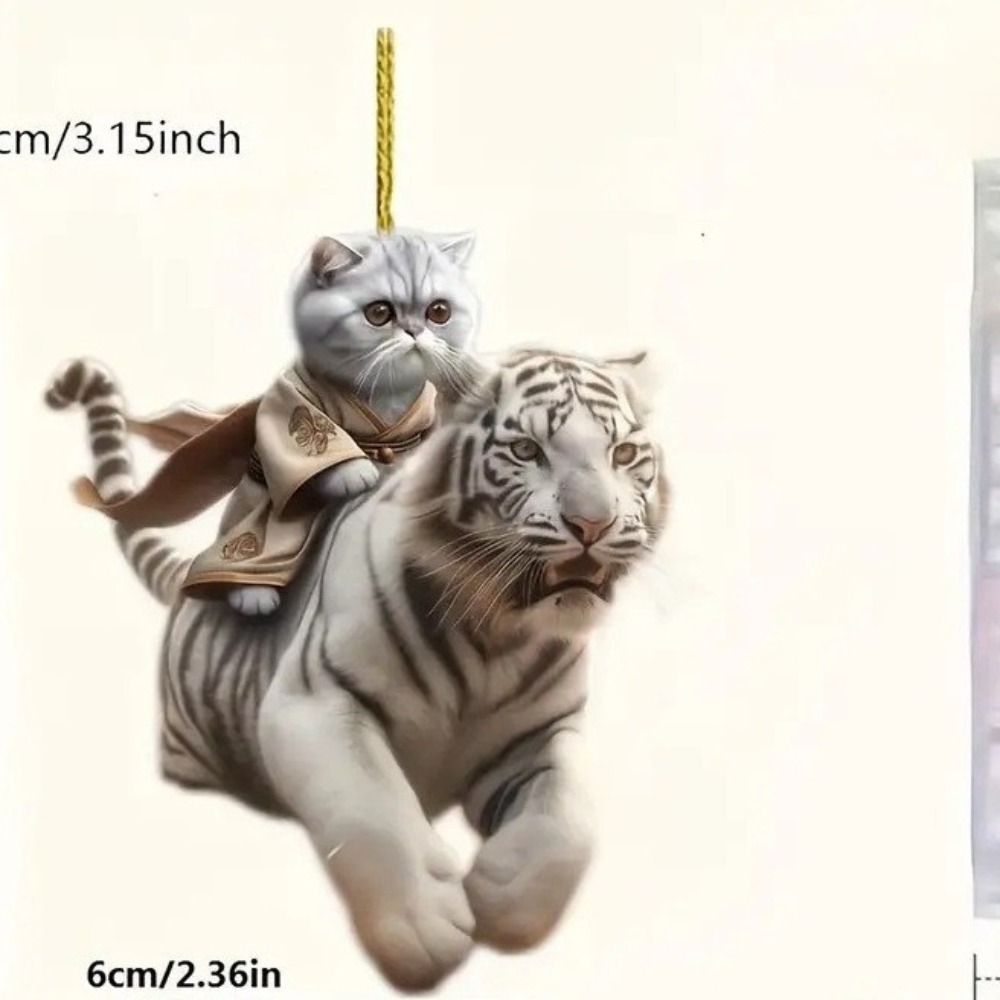 Realistic CatShaped Car Pendant Fun Hanging Ornament Interior Mirror Decoration With Chain 4