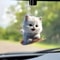Realistic CatShaped Car Pendant Fun Hanging Ornament Interior Mirror Decoration With Chain 12